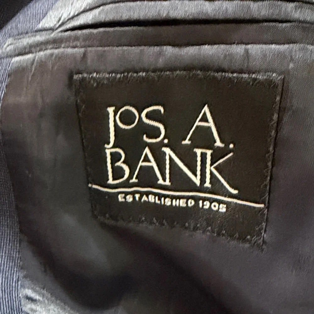 Jos.A.Bank Men Sz 42L Indigo Navy Two Button 100%‎ Wool Lined Blazer